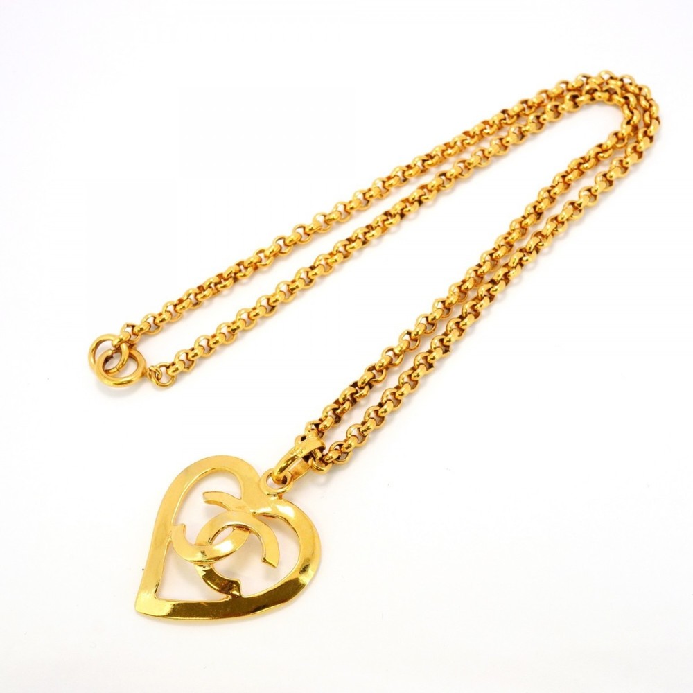 Chanel Necklace Coco Mark Heart Motif GP Plated Gold Ladies - Picture 3 of 7